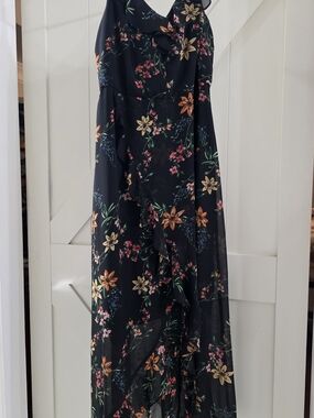 Kensie Black Dress with Subtle Green Print
